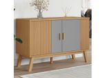 Vidaxl Credenza Olden Grigio E Marrone 114X43X73,5 Cm In Legno Di Pino Massiccio