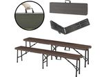 Set Di 2 Panche Pieghevoli LillestrøM. Struttura In Metallo 180 X 25 X 43 Cm Aspetto Legno, Marrone Scuro