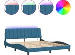 Vidaxl Struttura Letto Con Led Senza Materasso "Hanko"" Blu 180X200 Cm Velluto"