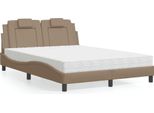 Letto Vidaxl "Viana"" Con Materasso Cappuccino-Marrone 140X190 Cm In Ecopelle"
