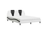 Letto Vidaxl "Viana"" Con Materasso Bianco E Nero 160X200 Cm In Ecopelle"