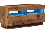 Mobile Tv Con Luci Led In Legno Di Recupero 80X35X40 Cm