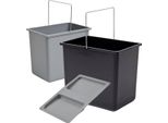Coppia Di Cestini Interni Hailo 18 Litri Nero Grigio 316X226X286 Mm Con Coperchio