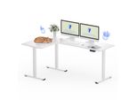 Flexispot Scrivania Regolabile In Altezza 180X120Cm Scrivania Angolare A L Con 3 Gambe, 4 Vani Portaoggetti, Protezione Anticollisione, Led (Bianco)