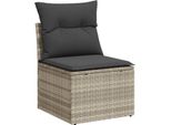 Vidaxl Divano Da Giardino Senza Braccioli Con Cuscini In Rattan Grigio Chiaro