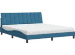 Vidaxl Letto Con Materasso "Hanko"" Blu 180X200 Cm In Velluto"