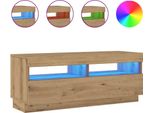 Mobile Tv Con Luci Led Rovere Artigianale 100X35X40 Cm