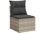 Vidaxl Poltrona Da Giardino Senza Braccioli Con Cuscino In Rattan Grigio Chiaro