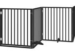Vidaxl Cancelletto Per Cani 4 Pezzi Con Porta Pieghevole Nero 320 Cm In Legno Di Pioppo