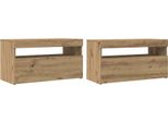 Vidaxl Mobile Tv Con Luci Led Rovere Artisan 75X35X40 Cm