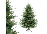 Costway Albero Di Natale Artificiale Alto 135 Cm, Albero Di Natale Con 778 Punte Di Rami, 240 Luci Led Bianco Caldo E Foglie Miste In Pe + Pvc