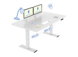 Flexispot QB2 Scrivania Regolabile In Altezza Elettricamente 140X70 Cm, 2 Motori Potenti, Portata 120 Kg, Protezione Anticollisione, 4 Funzioni Di Memoria (Bianco)