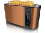 Tostapane Arendo 4 Fette, Fessura Lunga, Acciaio Inox, 1500W, Funzionamento A Sfioramento, Display Con Indicatore Del Tempo Residuo, Portapane, Funzione Di Scongelamento, Alloggiamento Termoisolante, Rame