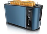 Tostapane Arendo 4 Fette, Fessura Lunga, Acciaio Inox, 1500W, Funzionamento A Sfioramento, Display Con Indicatore Del Tempo Residuo, Portapane, Funzione Di Scongelamento, Involucro Termoisolante, Blu