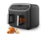 Friggitrice Ad Aria Doppio Cestello 10L Xxl (4L+6L) - 2800W, 12 Programmi, Timer, Touchscreen E Finestra Per Cottura Sana Senza Olio