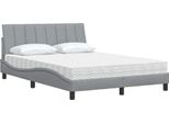 Vidaxl Letto Con Materasso "Hanko"" Grigio Chiaro 140X200 Cm In Tessuto"