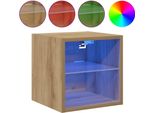 Vidaxl Mobile Tv A Parete Con Luci Led Quercia Artigianale 30X28,5X30Cm