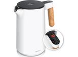 Bollitore Elettrico Arendo In Acciaio Inox Da 1,5L, A Doppia Parete, Impostazione Della Temperatura 40° - 100°C Con Display, 2200W, Funzione Keep Warm, Manico In Look Legno, Senza Bpa
