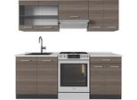 Vicco Cucina Componibile R-Line, 200 Cm , Pl Marmo, Grigio Nobile/Antracite