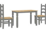 Vidaxl Set Da Pranzo 3 Pezzi Panama Grigio In Legno Di Pino Massiccio