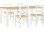 Vidaxl Set Da Pranzo 5 Pezzi Panama Bianco In Legno Di Pino Massiccio