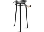Set Briebe Mini Anello Per Paella Bruciatore A Gas 30 Cm + Padella Smaltata Per Paella 38 Cm + Supporto A 3 Gambe Nero