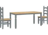 Vidaxl Set Da Pranzo 3 Pezzi Panama Grigio In Legno Di Pino Massiccio