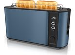 Tostapane Arendo 2 Fette, Tostapane A Fessura Lunga, Fessura Lunga, Acciaio Inox, 1000W, Display Con Indicatore Del Tempo Residuo, Piano Per Il Pane, Funzione Di Scongelamento, Alloggiamento Termoisolante, Blu