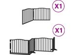 Vidaxl Cancelletto Per Cani 6 Pezzi Con Porta Pieghevole Nero 480 Cm In Legno Di Pioppo