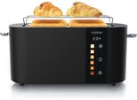 Tostapane Arendo 4 Fette, Tostapane A Fessura Lunga, Fessura Lunga, Acciaio Inox, 1500W, Display Con Indicatore Del Tempo Residuo, Piano Per Il Pane, Funzione Di Scongelamento, Alloggiamento Termoisolante, Display Touch, Nero