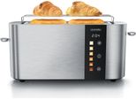 Tostapane Arendo 2 Fette, Tostapane A Fessura Lunga, Fessura Lunga, Acciaio Inox, 1000W, Display Con Indicatore Del Tempo Residuo, Piano Per Il Pane, Funzione Di Scongelamento, Alloggiamento Termoisolante, Display Touch, Argento