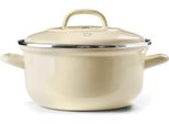 Bk Indigo Casseruola Smaltata Con Coperchio Con Rivestimento Antiaderente In Ceramica Senza Pfas, 26 Cm/5,2 Litri, Induzione, Crema