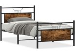 Vidaxl Struttura Letto Senza Materasso In Rovere Fumé 107X203 Cm Materiale A Base Di Legno