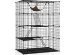 Costway Gabbia Per Gatti A 4 Piani, Recinto Per Gatti Con Amaca, 3 Scale, 4 Porte, Lucernario, Gabbia Rimovibile Per Piccoli Animali In Casa 109,5X74,5X143Cm