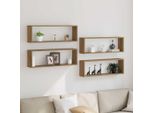 Vidaxl Mensola A Muro 4 Pezzi Rovere Artigianale 80 X 15 X 26 Cm Materiale A Base Di Legno