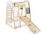 Costway Struttura Da Gioco Per Arrampicata, Triangolo Da Arrampicata 8In1, Rete Da Arrampicata, Scala, Scivolo, Altalena, Roccia Da Arrampicata, Abaco E Lavagna Per Bambini 3+ Natura