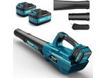 Soffiatore Foglie Senza Fili 850W - Motore Brushless 35 000 Giri/Min - Vento 180 Km/H & 5 Vel. - Batteria 18V/5200Mah, 2 Ugelli
