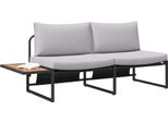Vidaxl Divano Da Giardino Con Cuscini Marrone 200,5 X 70 X 85,5 Cm Metallo