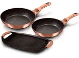 Set Di Padelle Berlinger Haus Rose Gold 22 - 26 Cm, Piastra Grill, Rivestimento Antiaderente In Alluminio A Induzione Oro Rosa