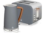 Swan STP2090GRYNEW Set Di Cottura Per La Prima Colazione, Senza Fili, Tostapane Da 1,7L Con Slot Largo 2 Verde Nordico Grigio