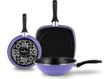 Magefesa Very Peri Set Padelle A Induzione, Padella Grill, Wok 24-28 Cm, Rivestimento Antiaderente Viola