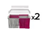 2X Stendibiancheria A Parete In Alluminio Per Balcone O Terrazza, Dal Design Moderno - Foxydry Hide 101 Cm - Bianco
