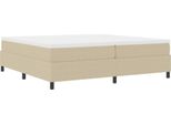 Vidaxl Box Spring Bed Grigio Chiaro E Bianco 200 X 200 Cm Tessuto A Coste