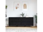 Credenza Vetrina Semplice 3 Pezzi Look Rovere Nero 180 X 35 X 70 Cm - Cassettiere DE3499902 3Paralleli