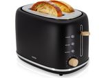 Briebe TA1166BLK Tostapane Nordico 2 Fette Larghe Con Portapane, 6 Livelli Di Tostatura Nero