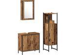 Vidaxl Set Di Mobili Da Bagno Con Contenitore 3 Pezzi Marrone 33 X 33 X 120,5 Cm