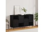 Bei Cloris Vetrinetta 2 Pezzi Look Rovere Nero 120 X 35 X 70 Cm - Cassettiere Nuovo9213038 2Pacchi
