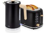 Briebe SKT1167BLK Set Nordico Tostapane 2 Fette A Fessura Larga + Bollitore 1,7L Elettrico Nero