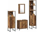 Vidaxl Set Di Mobili Da Bagno Con Ripiano Con Porta 4 Pezzi Materiale A Base Di Legno Marrone