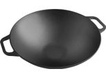 Victoria 37291 Wok Padella In Ghisa A Induzione 35Cm Per Fuoco, Griglia Padella In Ghisa Senza Ptfe Nero